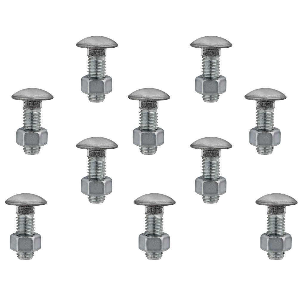 10 Bumper Bolts 7/16-14 x 1 1/4 Stainless Steel Capped - Round with Hex Nuts