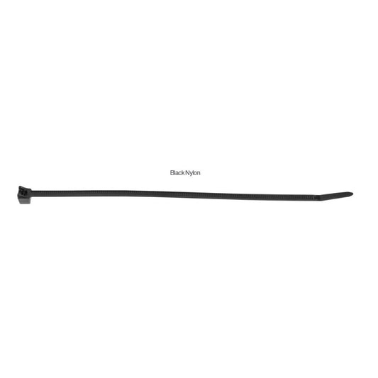 Black Cable Tie with Clamping Rails - Length 203mm (8") - 25 pcs